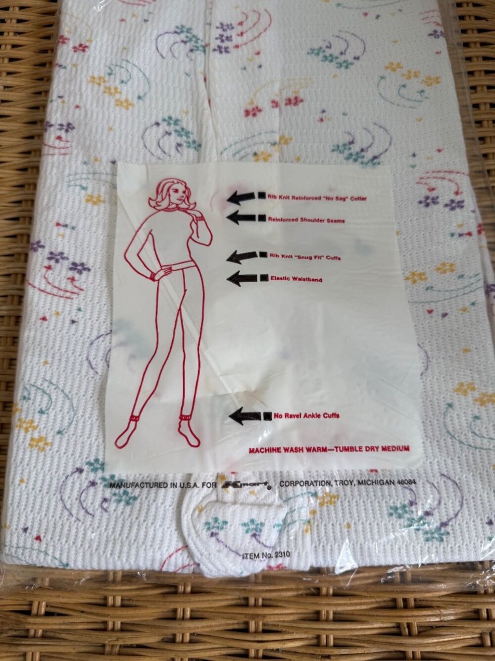 Vintage 1970s NOS KMart Womens Thermal Underwear Size XL Floral - Picture 7 of 10